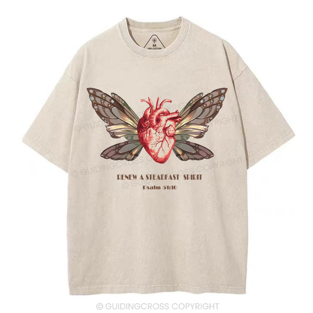 Renew A Steadfast Spirit Christian Washed T-Shirt