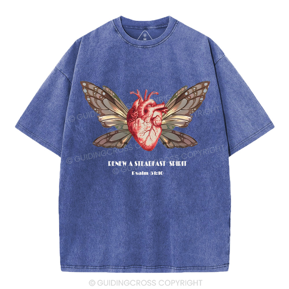 Renew A Steadfast Spirit Christian Washed T-Shirt