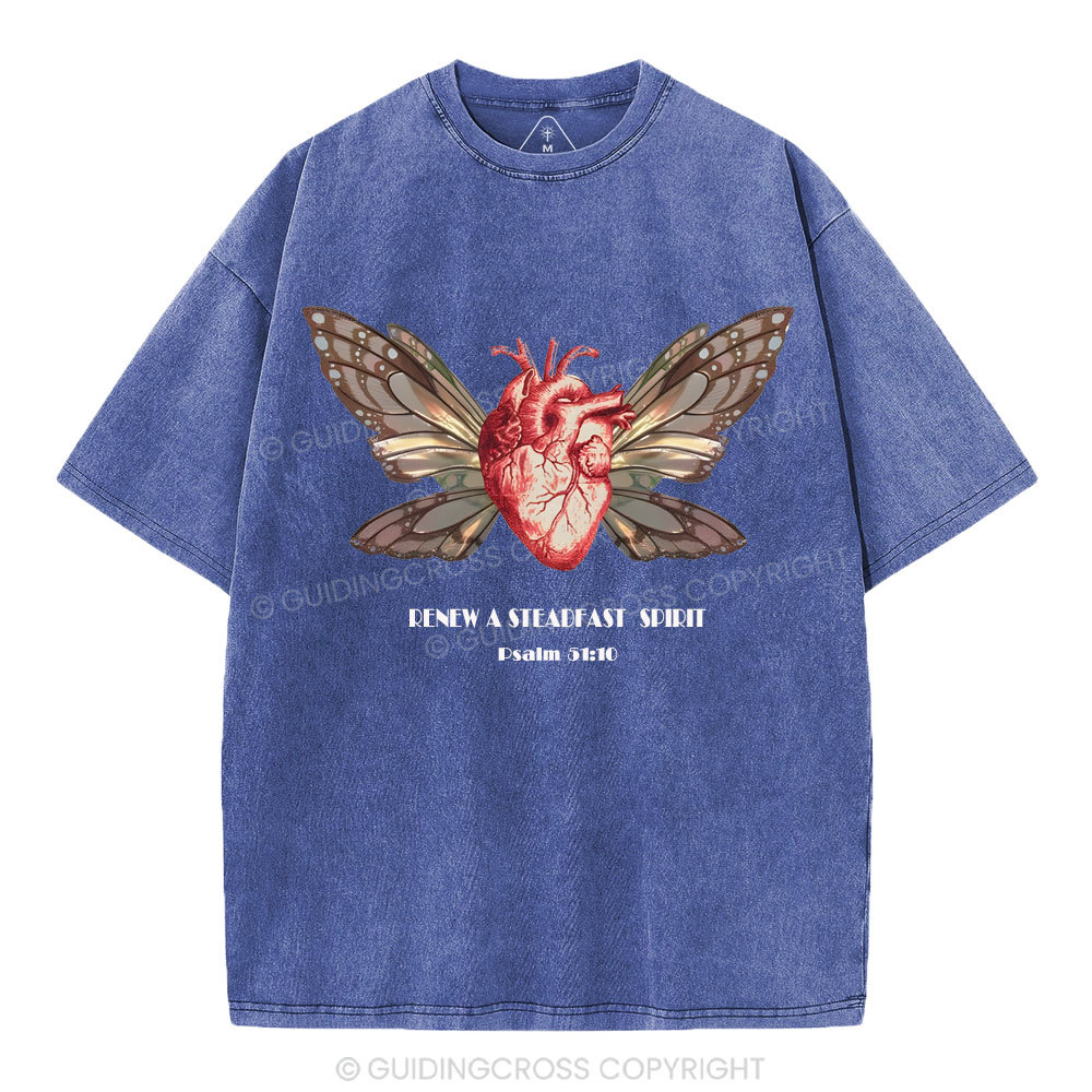 Renew A Steadfast Spirit Christian Washed T-Shirt