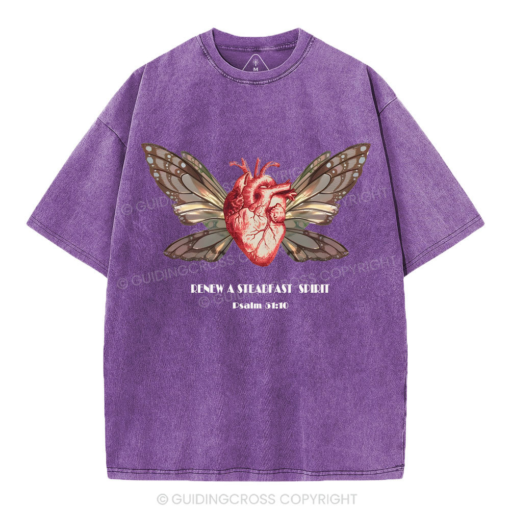 Renew A Steadfast Spirit Christian Washed T-Shirt