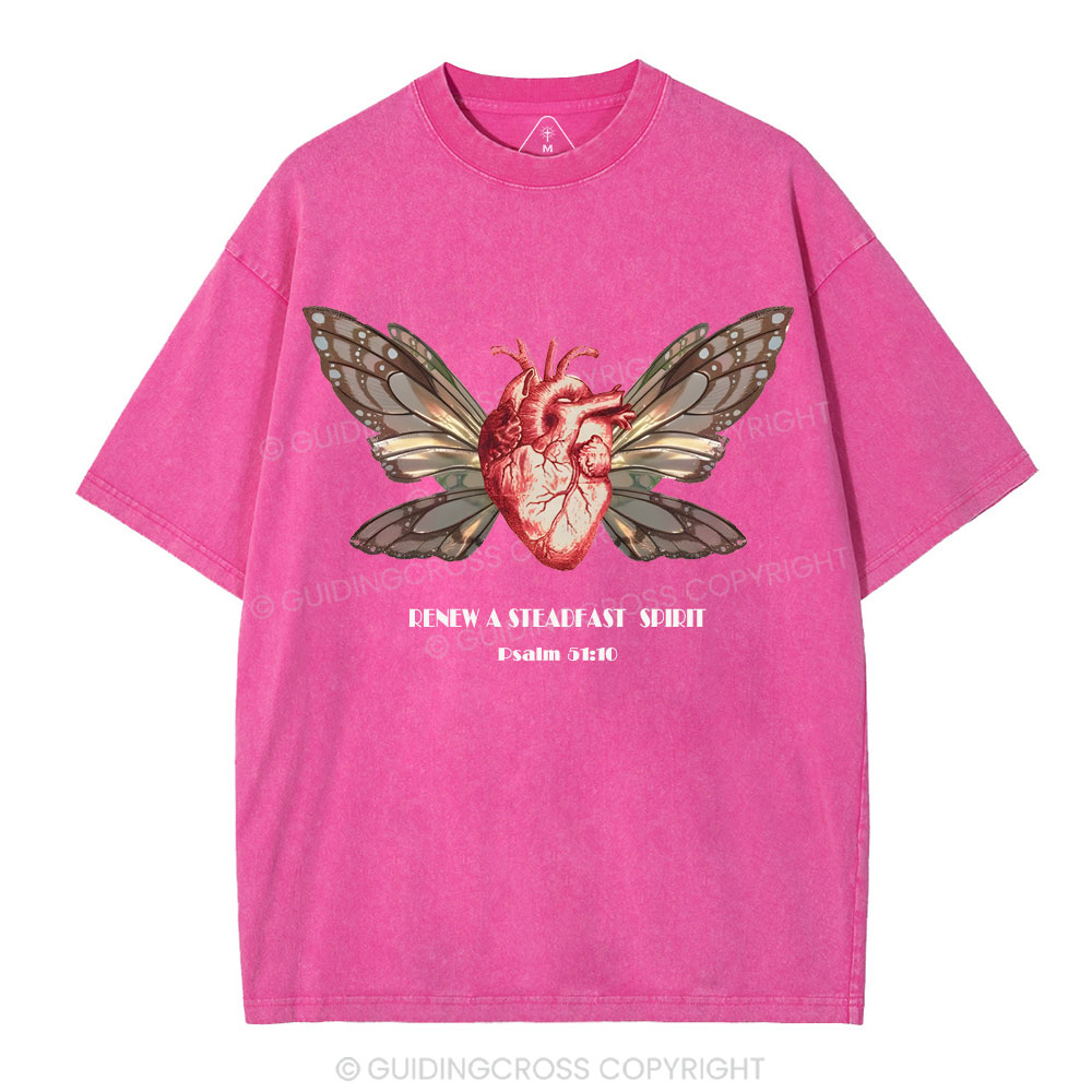 Renew A Steadfast Spirit Christian Washed T-Shirt