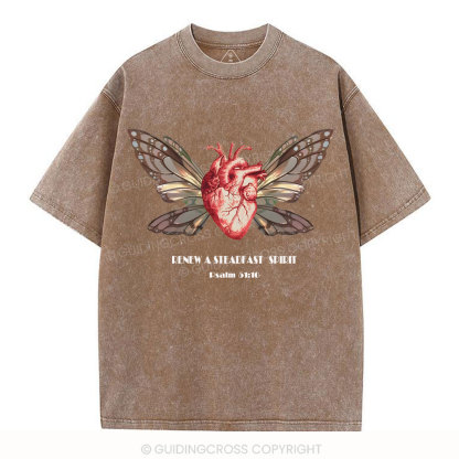 Renew A Steadfast Spirit Christian Washed T-Shirt