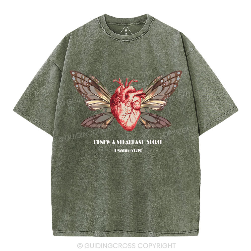 Renew A Steadfast Spirit Christian Washed T-Shirt