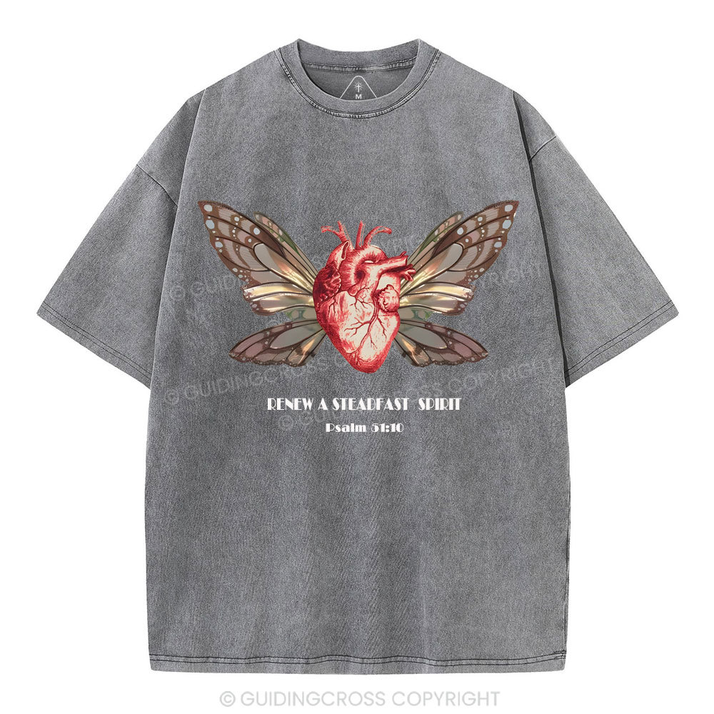 Renew A Steadfast Spirit Christian Washed T-Shirt