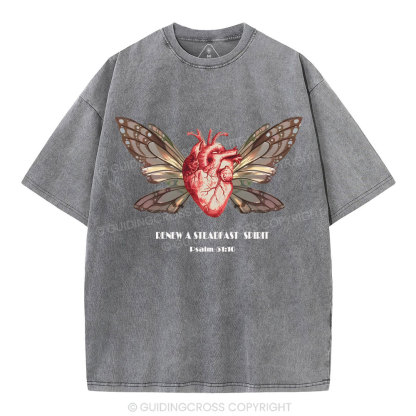 Renew A Steadfast Spirit Christian Washed T-Shirt