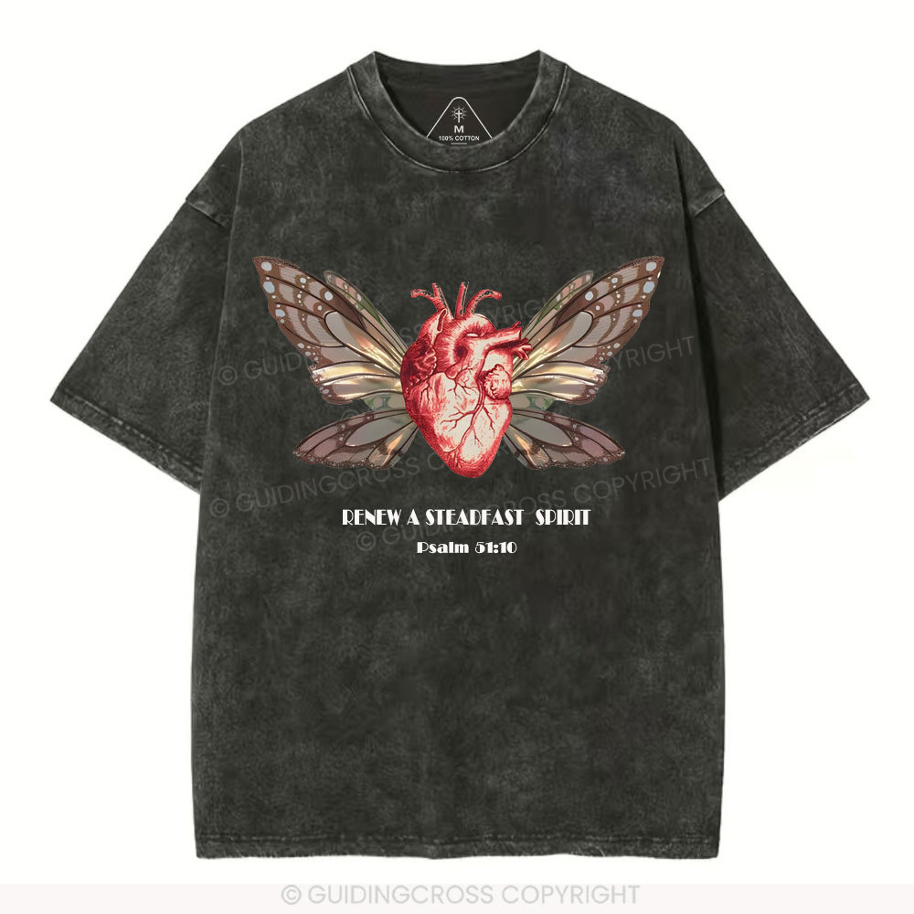 Renew A Steadfast Spirit Christian Washed T-Shirt