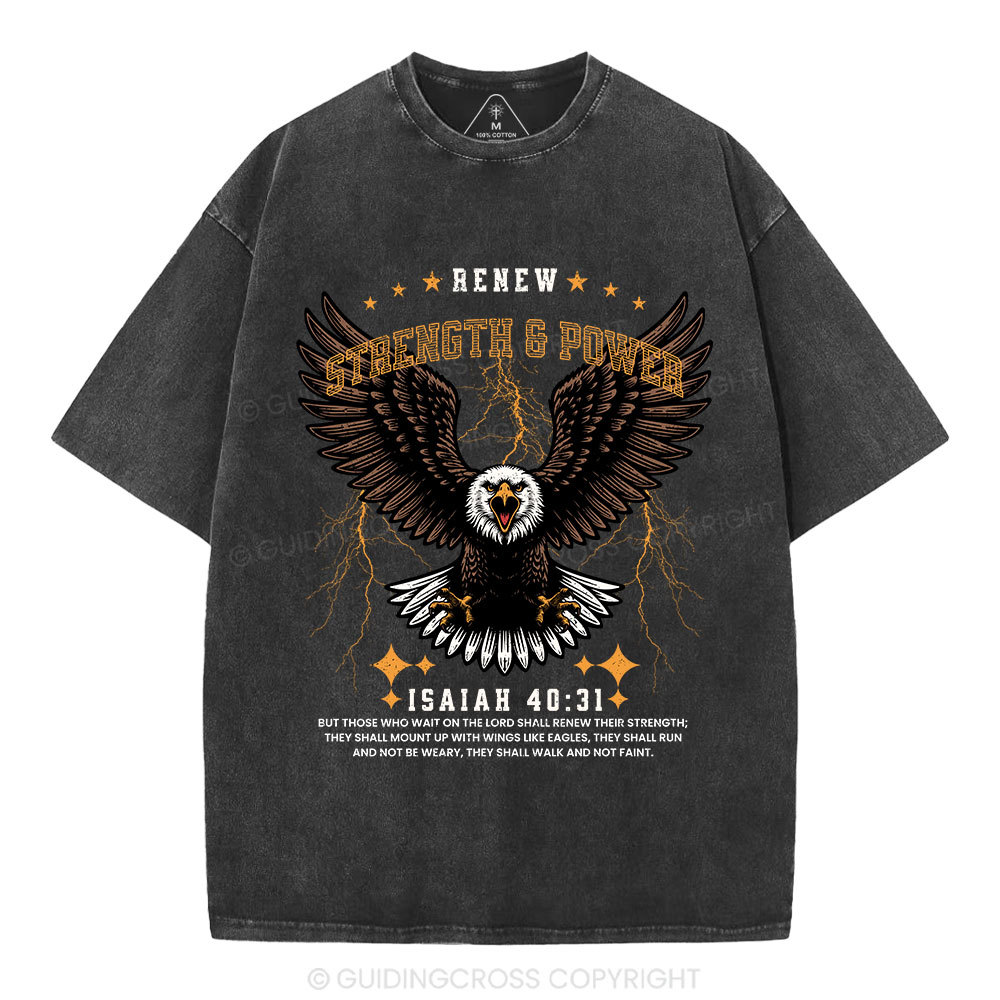 Renew Strength And Power Eagle Christian Washed T-Shirt
