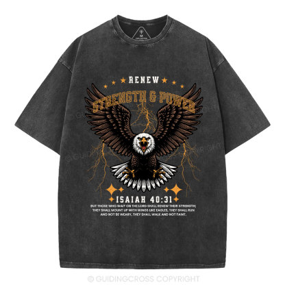 Renew Strength And Power Eagle Christian Washed T-Shirt
