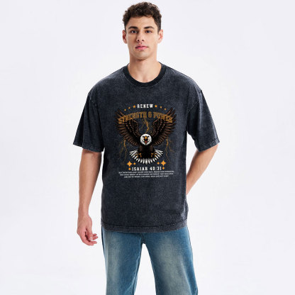 Renew Strength And Power Eagle Christian Washed T-Shirt