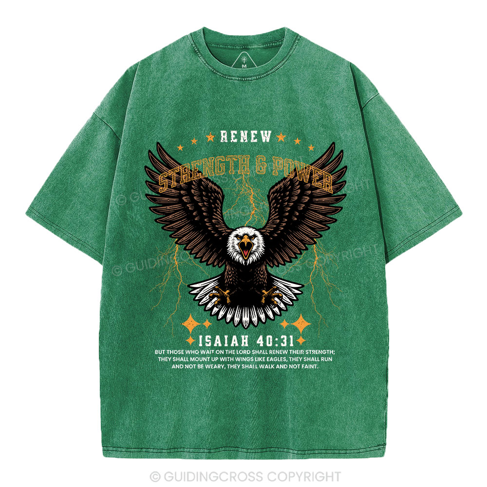 Renew Strength And Power Eagle Christian Washed T-Shirt