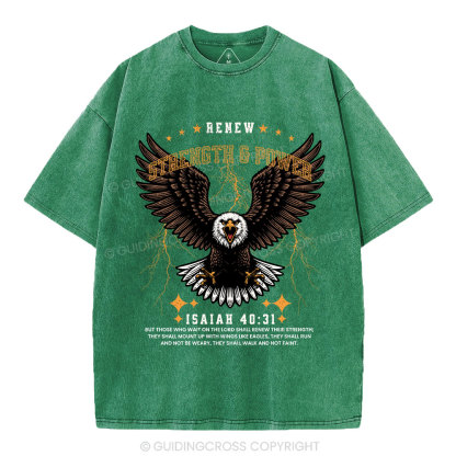 Renew Strength And Power Eagle Christian Washed T-Shirt