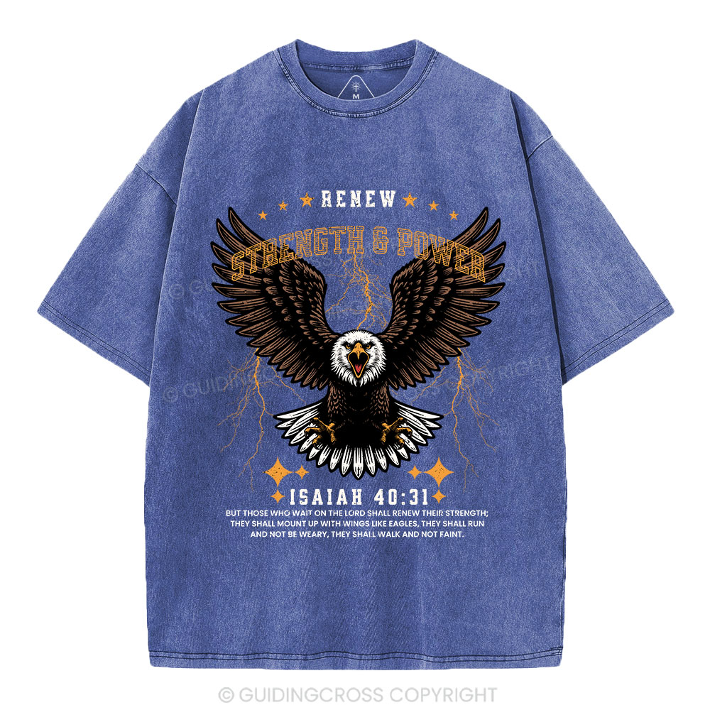 Renew Strength And Power Eagle Christian Washed T-Shirt