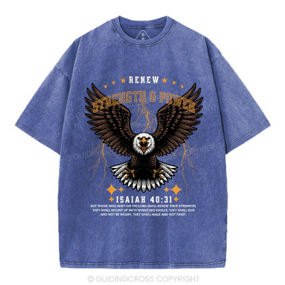 Renew Strength And Power Eagle Christian Washed T-Shirt