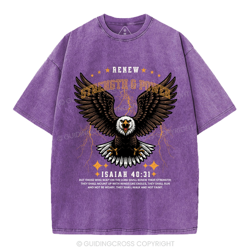 Renew Strength And Power Eagle Christian Washed T-Shirt