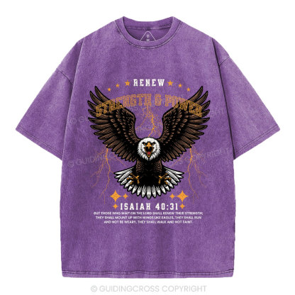 Renew Strength And Power Eagle Christian Washed T-Shirt