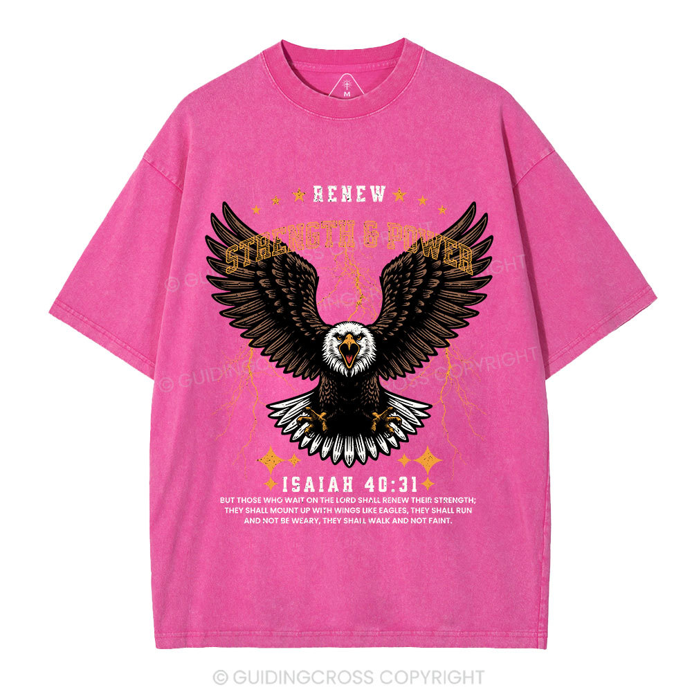 Renew Strength And Power Eagle Christian Washed T-Shirt