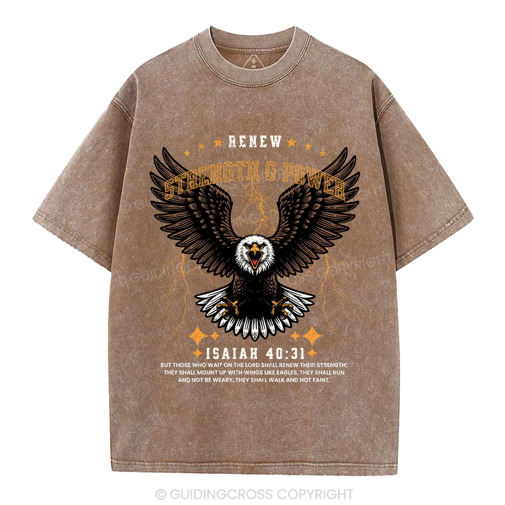Renew Strength And Power Eagle Christian Washed T-Shirt
