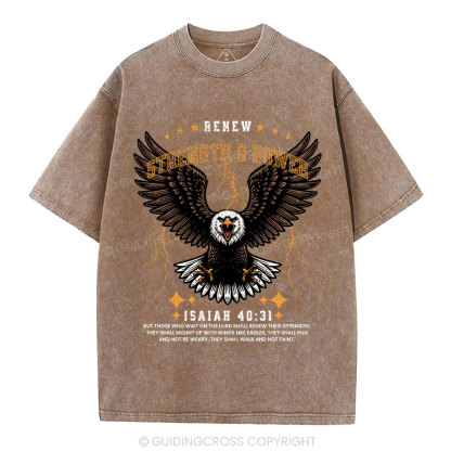 Renew Strength And Power Eagle Christian Washed T-Shirt