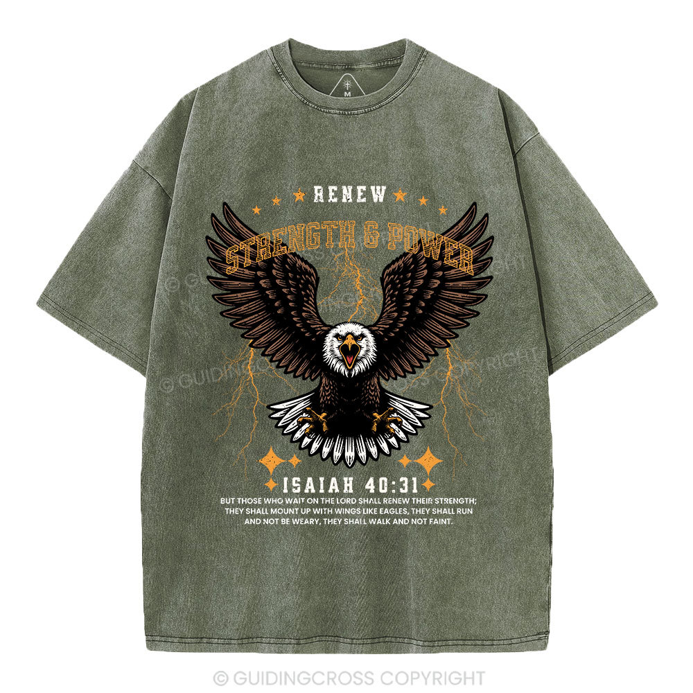 Renew Strength And Power Eagle Christian Washed T-Shirt