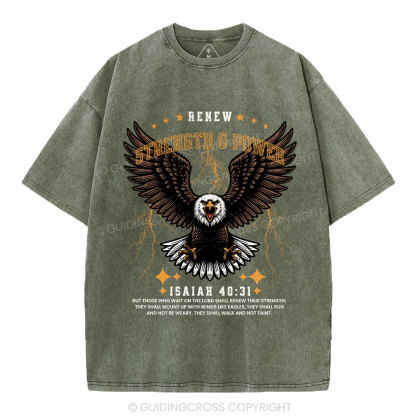 Renew Strength And Power Eagle Christian Washed T-Shirt