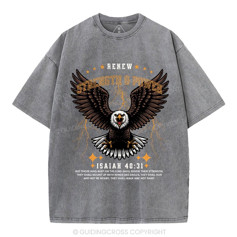 Renew Strength And Power Eagle Christian Washed T-Shirt