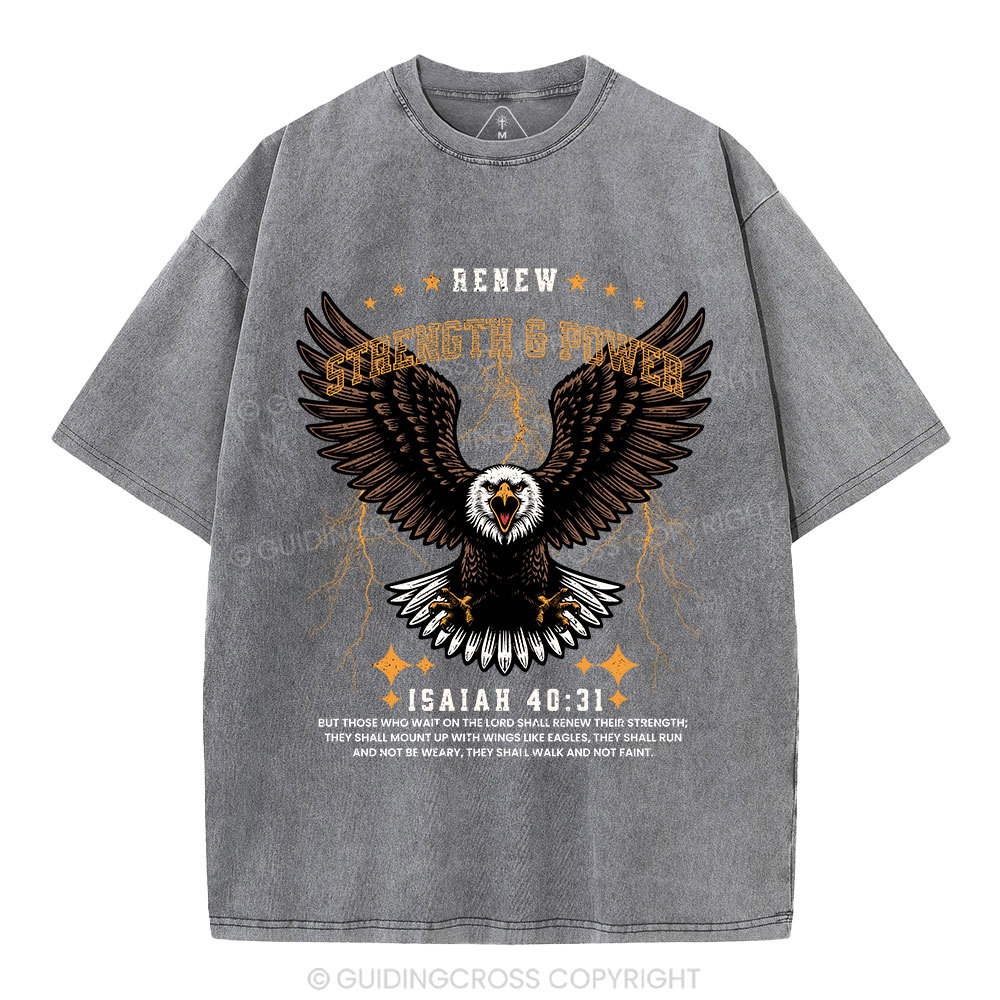 Renew Strength And Power Eagle Christian Washed T-Shirt