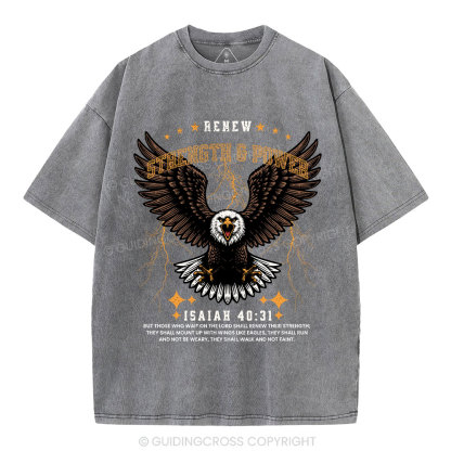 Renew Strength And Power Eagle Christian Washed T-Shirt