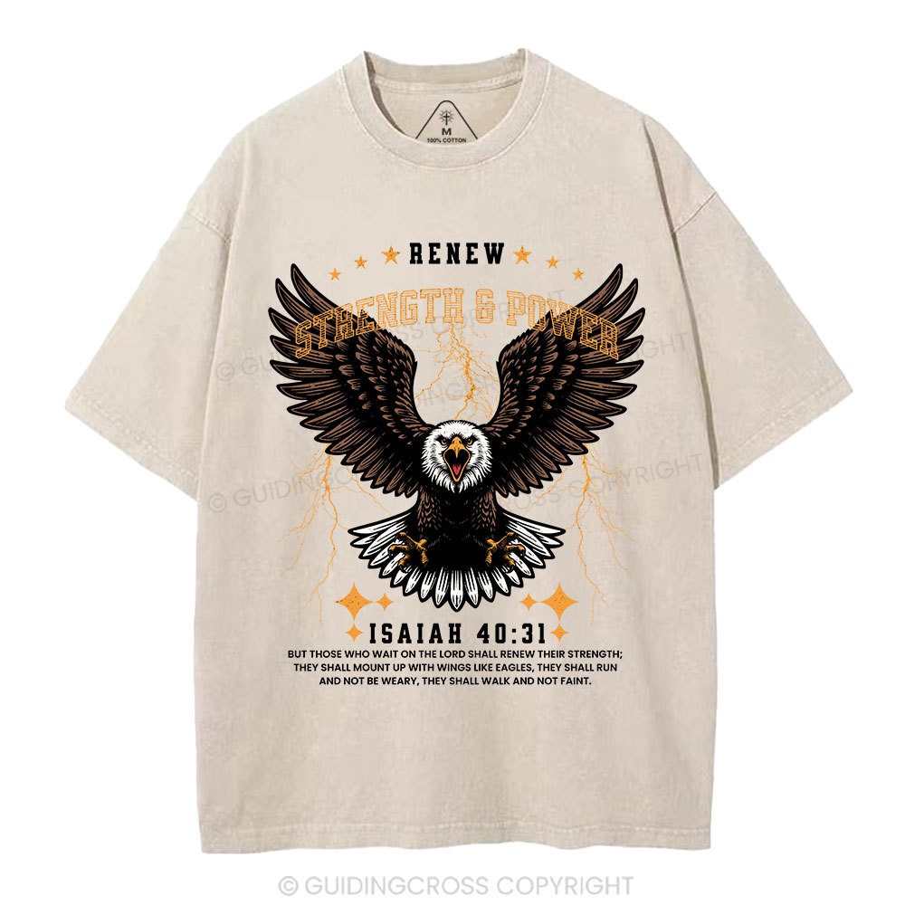 Renew Strength And Power Eagle Christian Washed T-Shirt