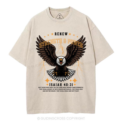 Renew Strength And Power Eagle Christian Washed T-Shirt