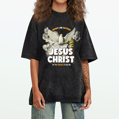 Repent And Be Baptized Christian Washed T-Shirt