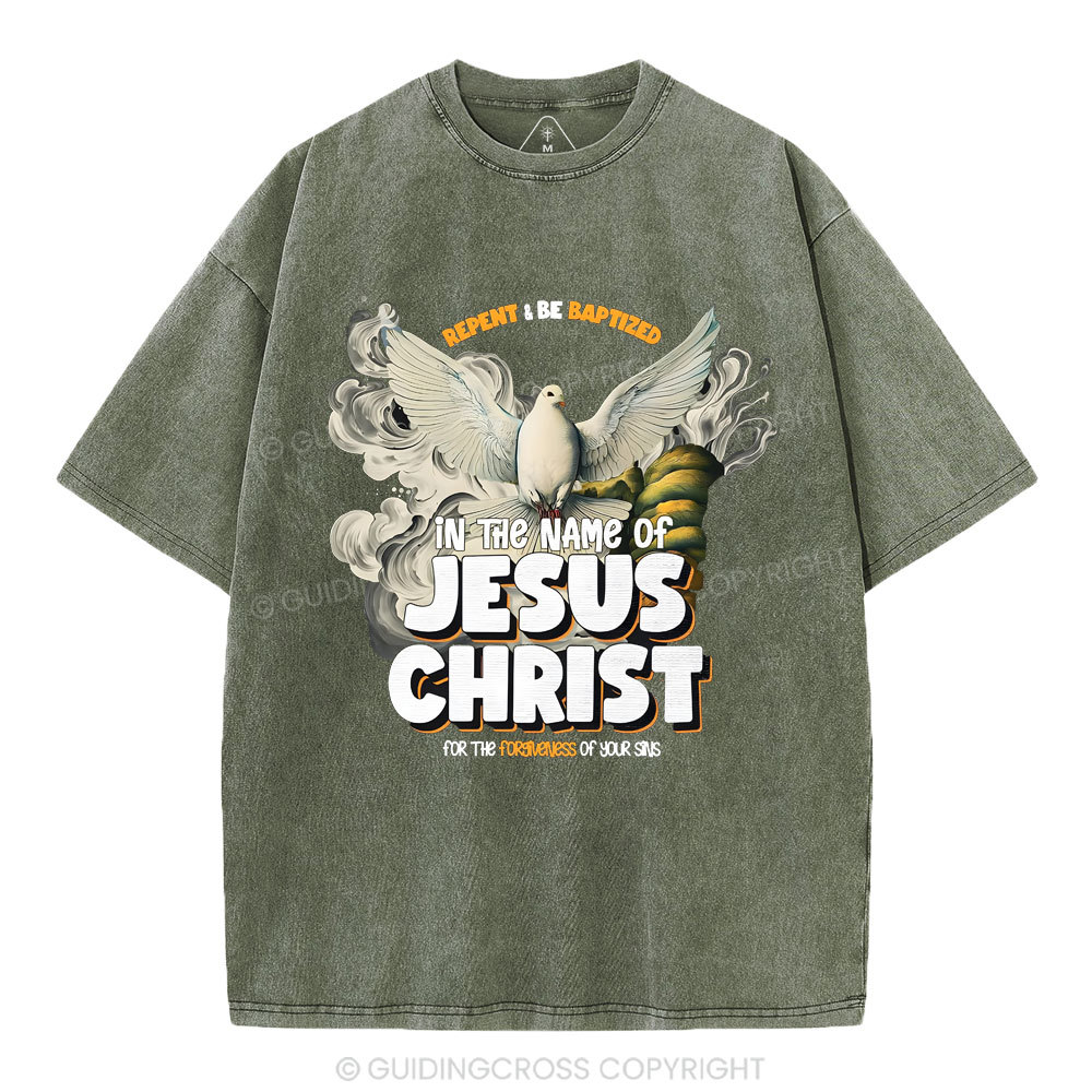 Repent And Be Baptized Christian Washed T-Shirt