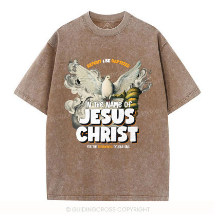Repent And Be Baptized Christian Washed T-Shirt