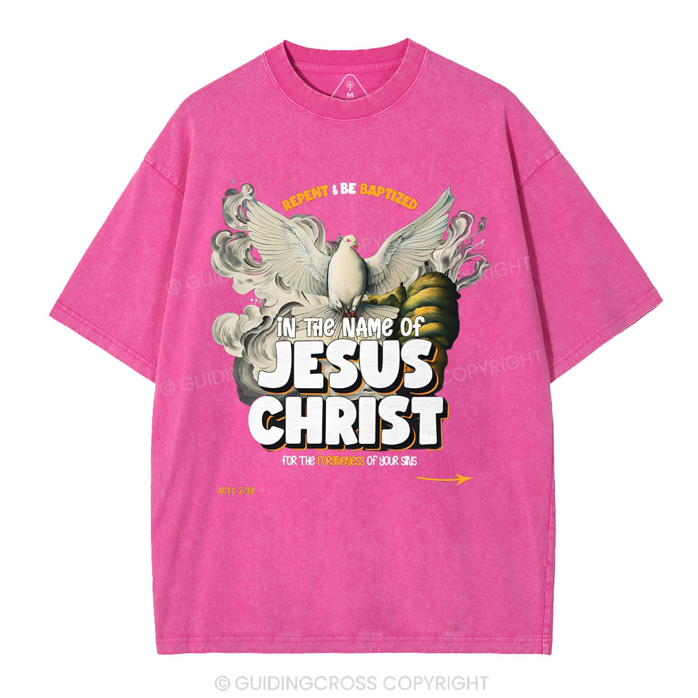 Repent And Be Baptized  Christian Washed T-Shirt