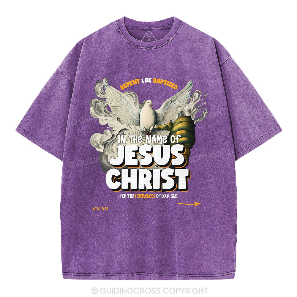 Repent And Be Baptized  Christian Washed T-Shirt