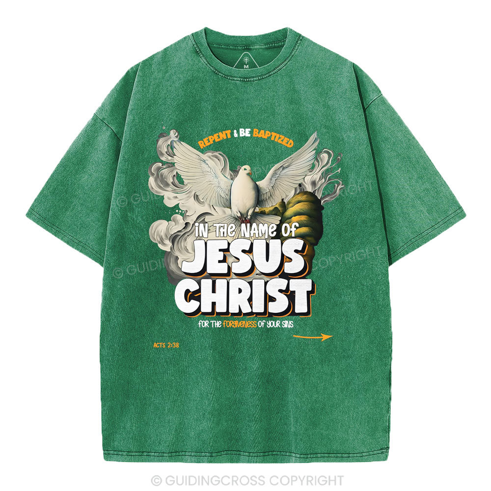 Repent And Be Baptized  Christian Washed T-Shirt