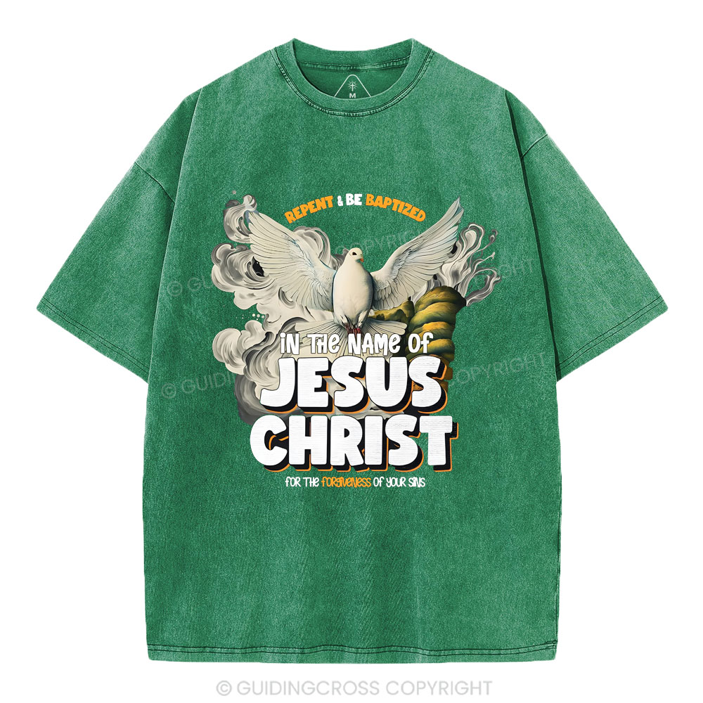 Repent And Be Baptized Christian Washed T-Shirt