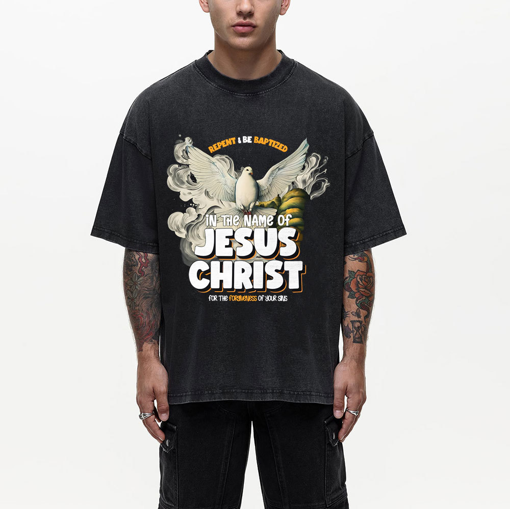 Repent And Be Baptized Christian Washed T-Shirt