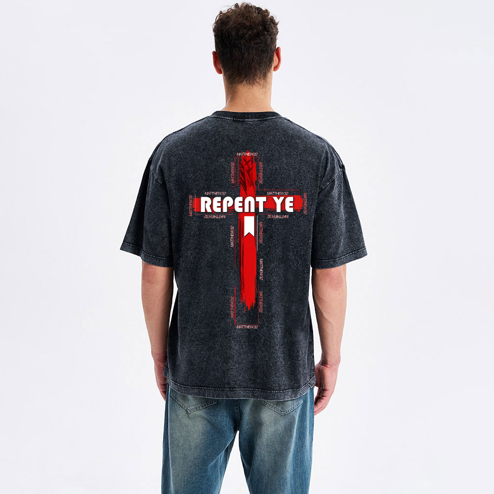 Repent Ye Christian Washed T-Shirt