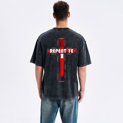 Repent Ye Christian Washed T-Shirt