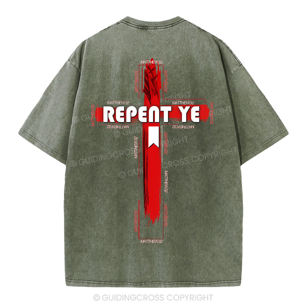 Repent Ye Christian Washed T-Shirt