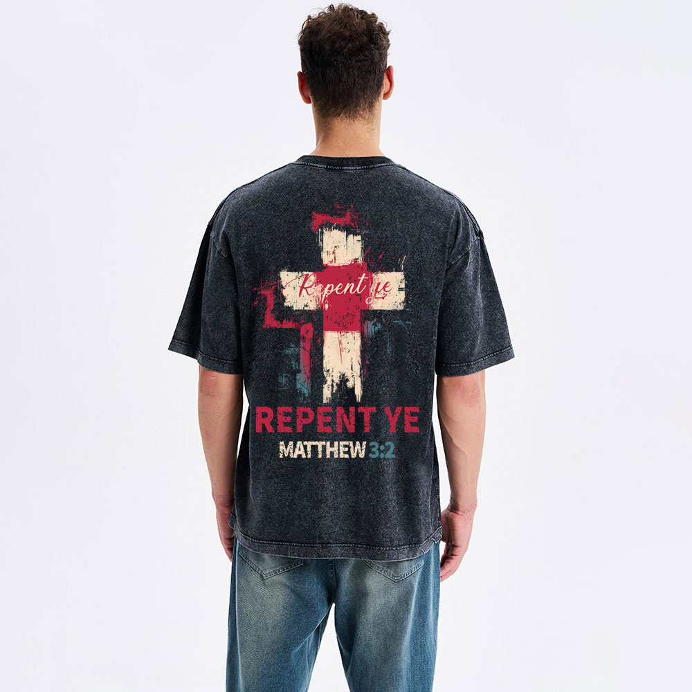 Repent Ye Christian Washed T-shirt