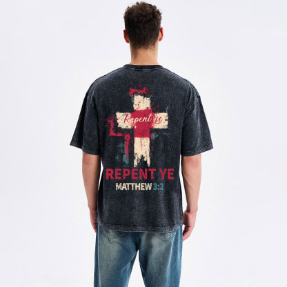 Repent Ye Christian Washed T-shirt