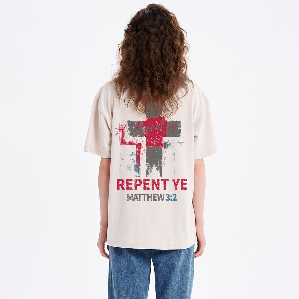 Repent Ye Christian Washed T-shirt