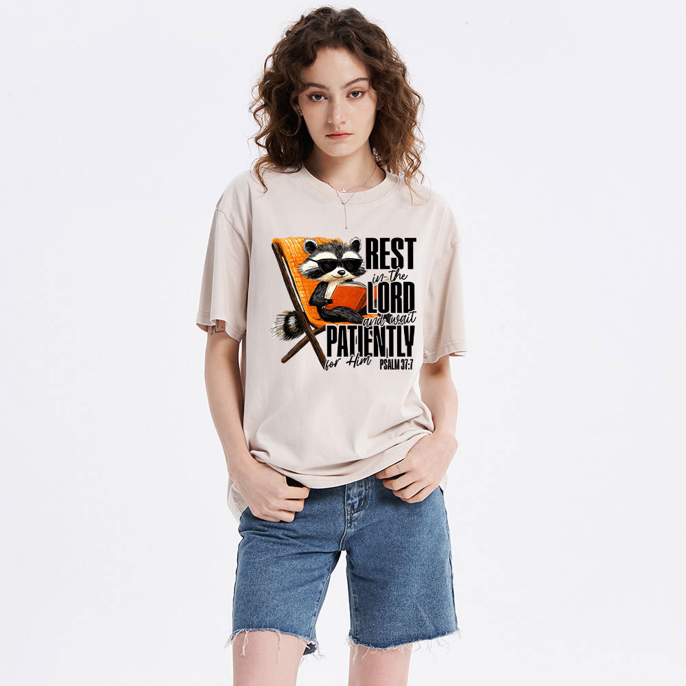 Rest In The Lord And Wait Patiently Christian Washed T-Shirt