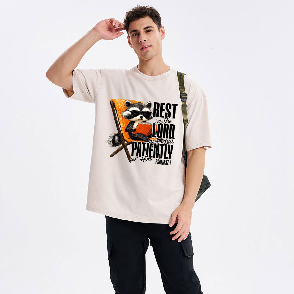 Rest In The Lord And Wait Patiently Christian Washed T-Shirt