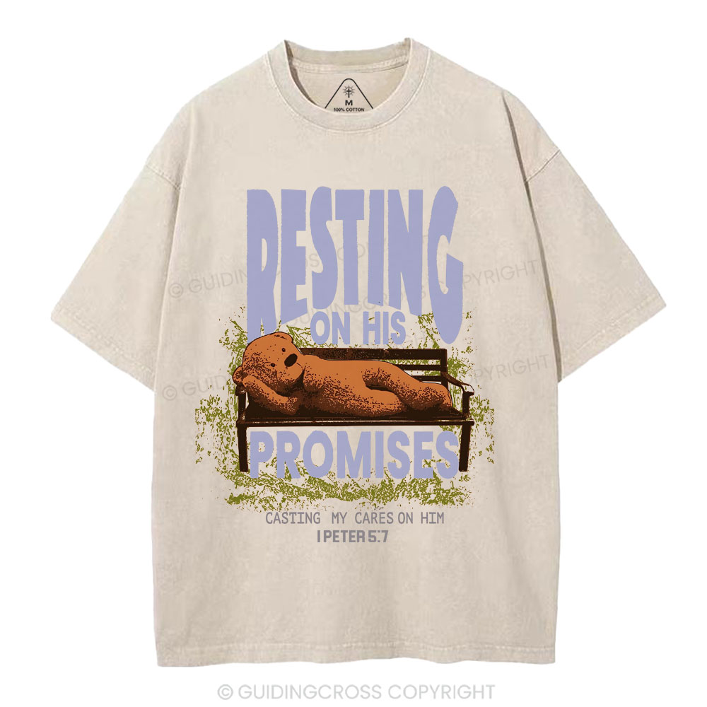 Resting On His Promises Christian Washed T-Shirt
