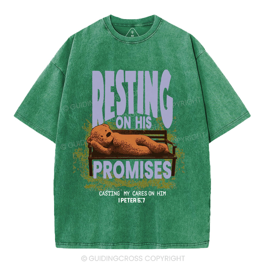 Resting On His Promises Christian Washed T-Shirt