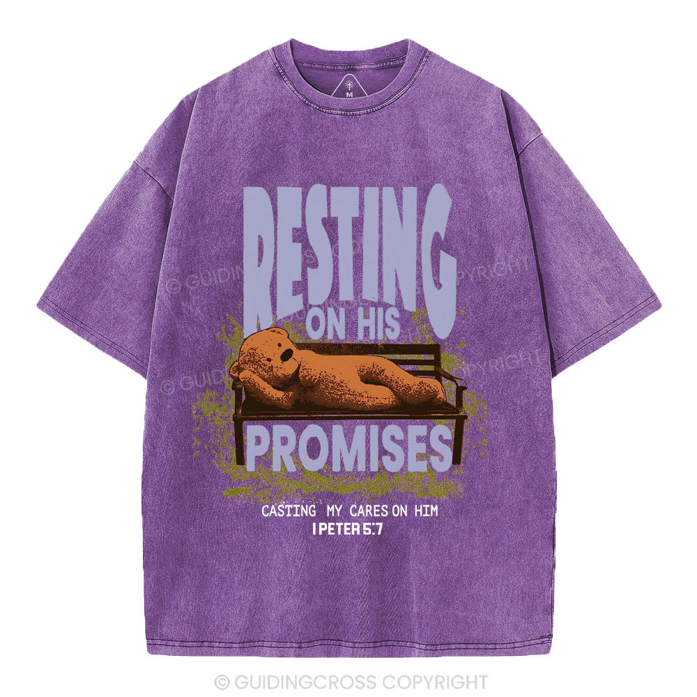 Resting On His Promises Christian Washed T-Shirt