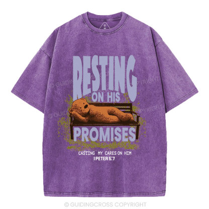 Resting On His Promises Christian Washed T-Shirt