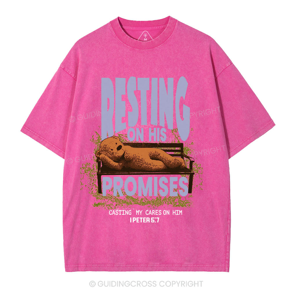 Resting On His Promises Christian Washed T-Shirt